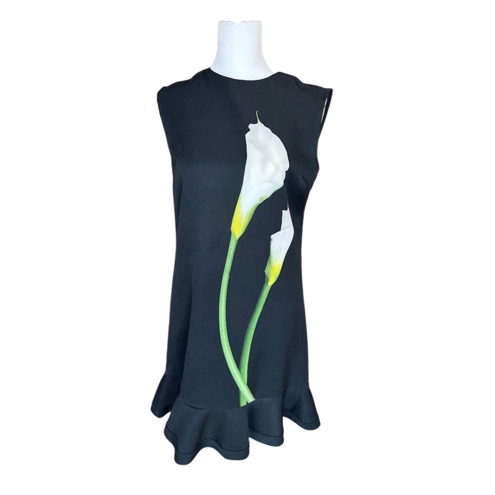 Victoria Beckham for Target XS Black Calla Lily Print Knee Length Dress